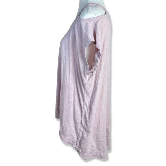 ANTHROPOLOGIE Left Of Center Soft Pink Cotton Long Flowy Open Shoulder Shirt - Picture 3 of 6